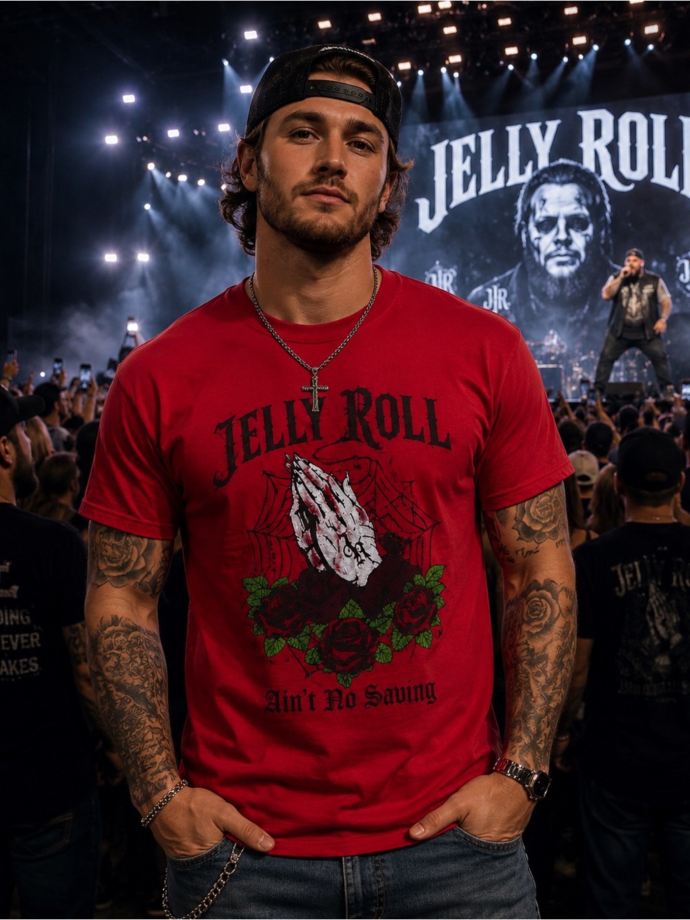 🎸 Official Jelly Roll "Spider Tee" Graphic T-Shirt – Red